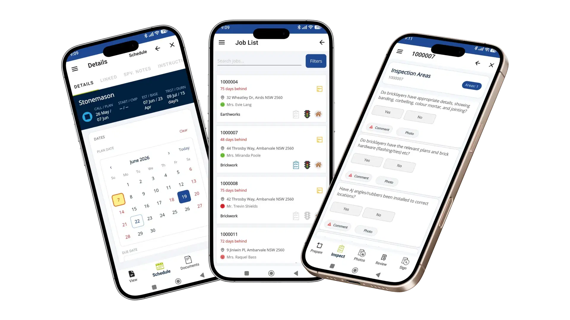 ClickHome27 field app running on iPhone and Android
