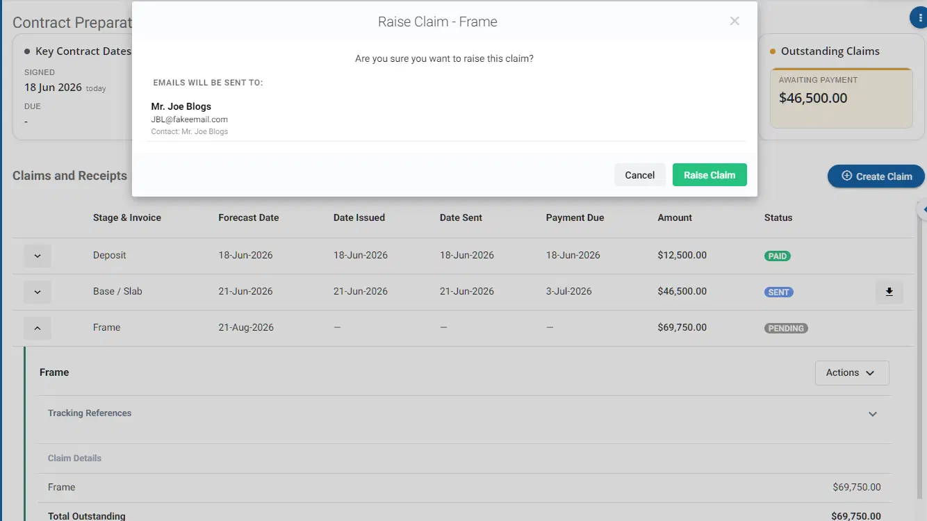 ClickHome27 claims dashboard